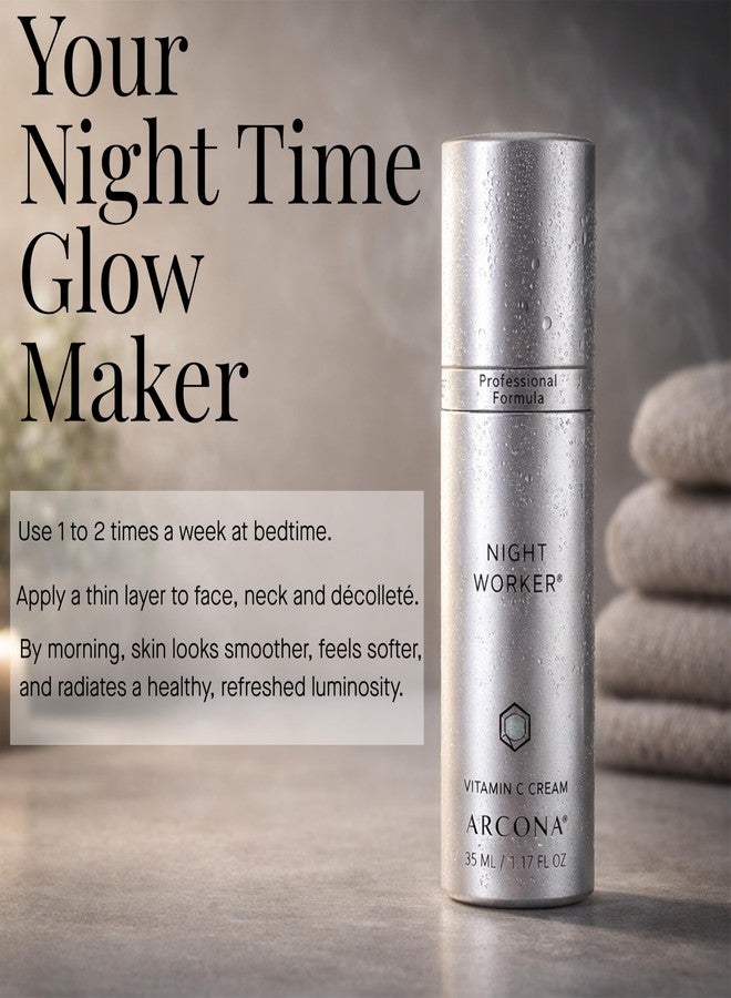 ARCONA Night Worker Vitamin C + Lactic Acid Repair Cream – 1.17 oz Skin Brightening Night Moisturizer, Targets Dullness, Fine Lines & Dryness | Clean Beauty | For All Skin Types - Image 3